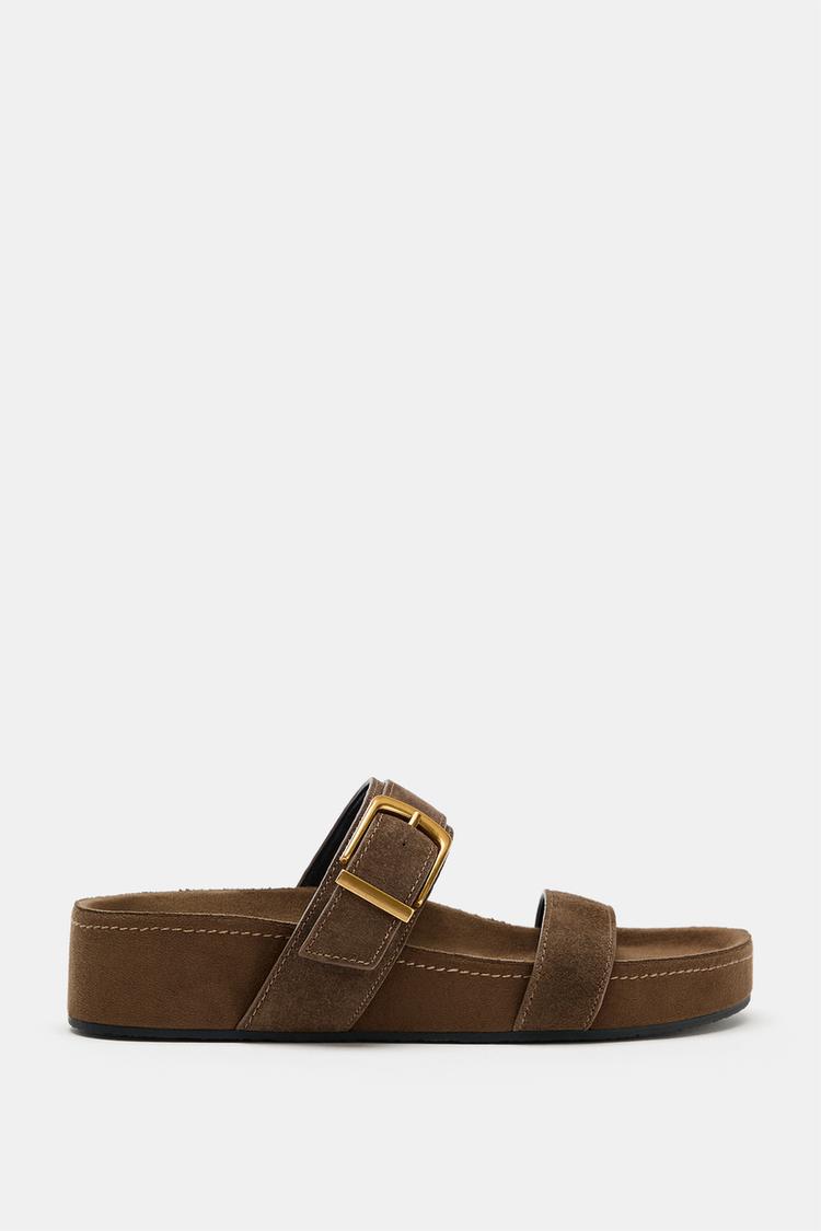 SPLIT SUEDE PLATFORM SANDALS - Zara product image
