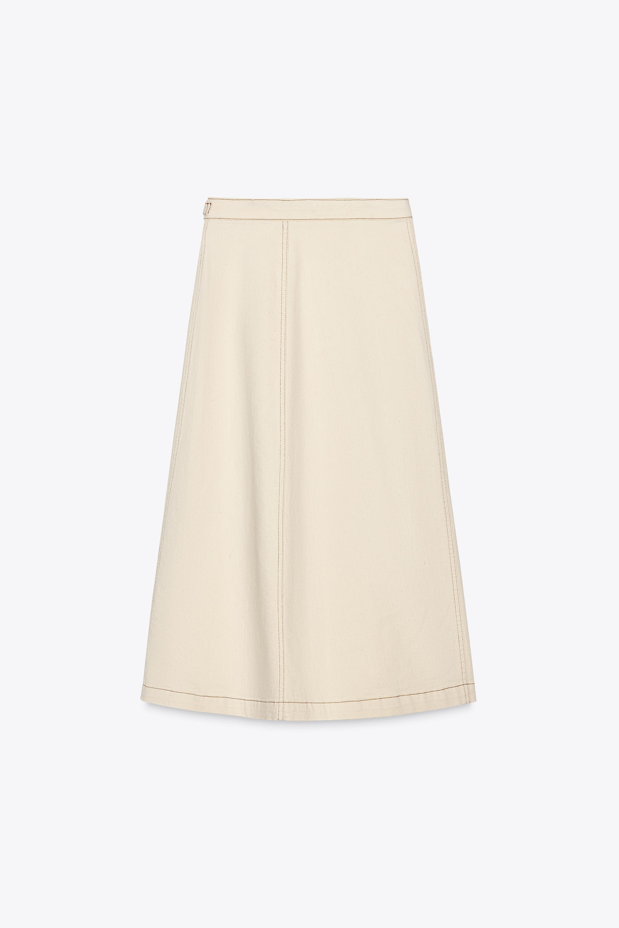 1975 DENIM CROSSOVER MIDI SKIRT
