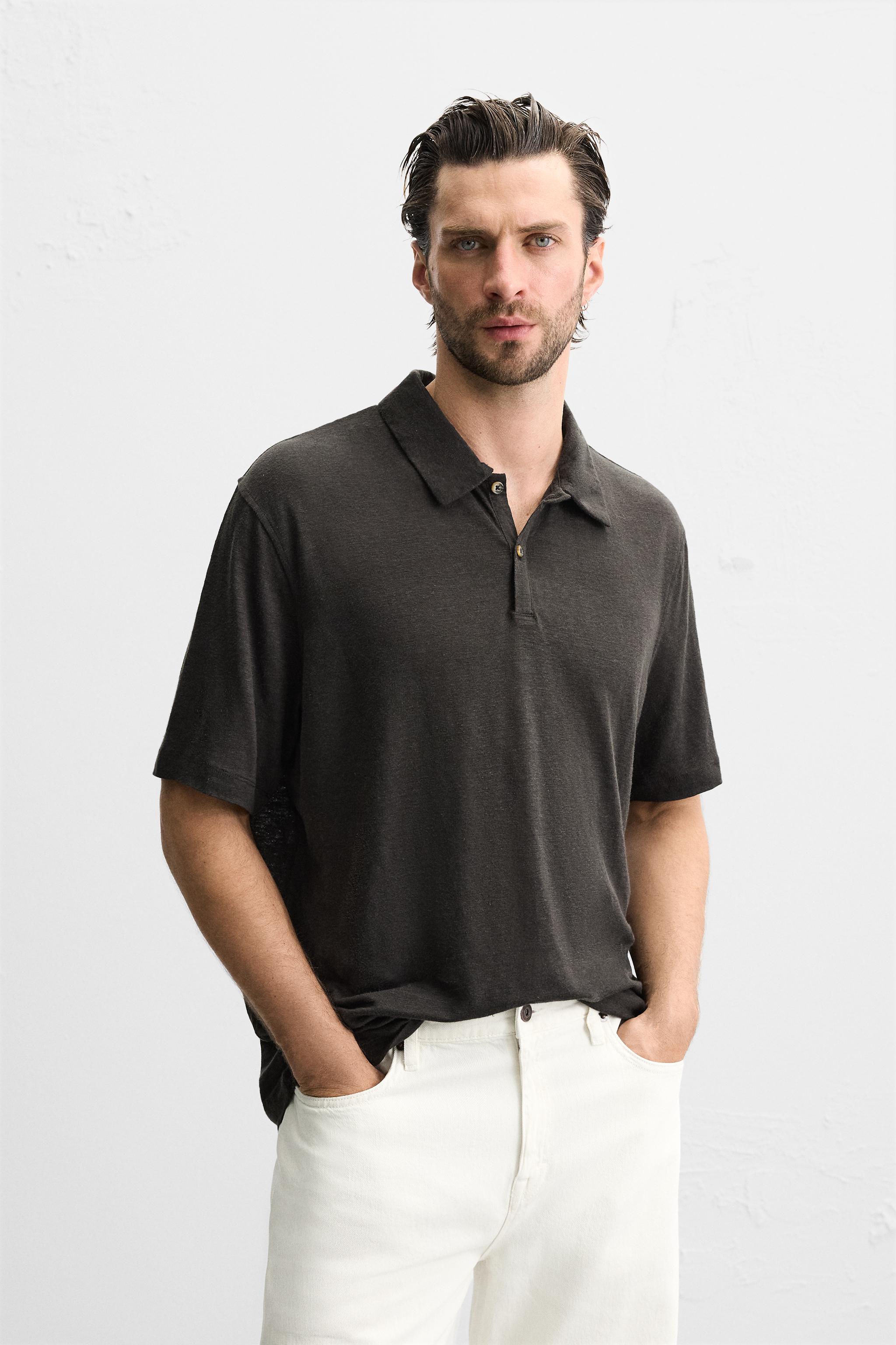 LINEN BLEND POLO SHIRT