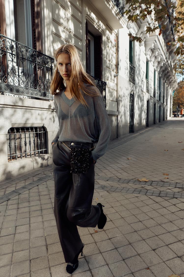 OVERSIZED METALLIC THREAD KNIT JUMPER - Zara product image