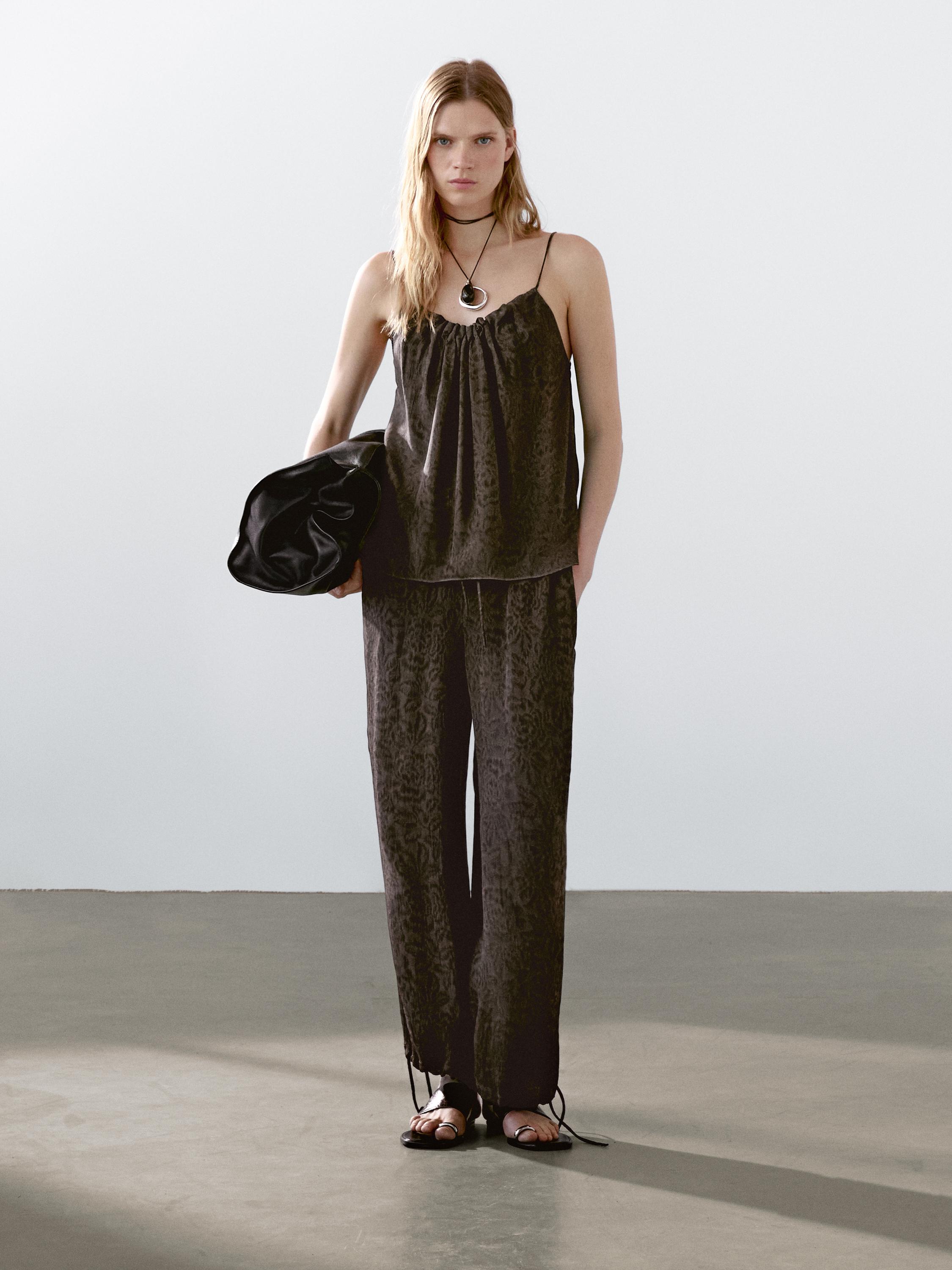 Flowing jacquard strappy top