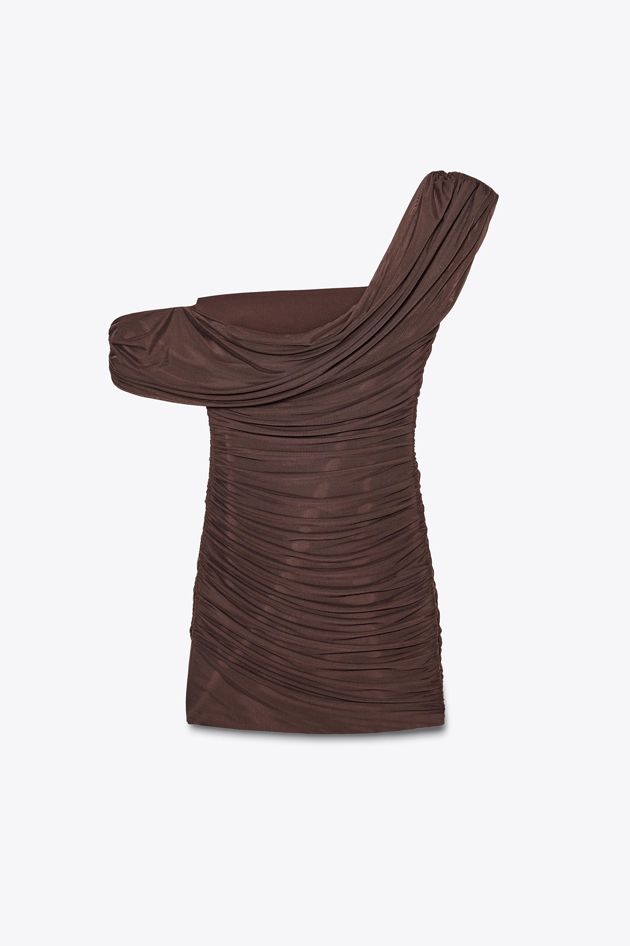 ROBE COURTE EN MATIÈRES VARIÉES ASYMÉTRIQUE