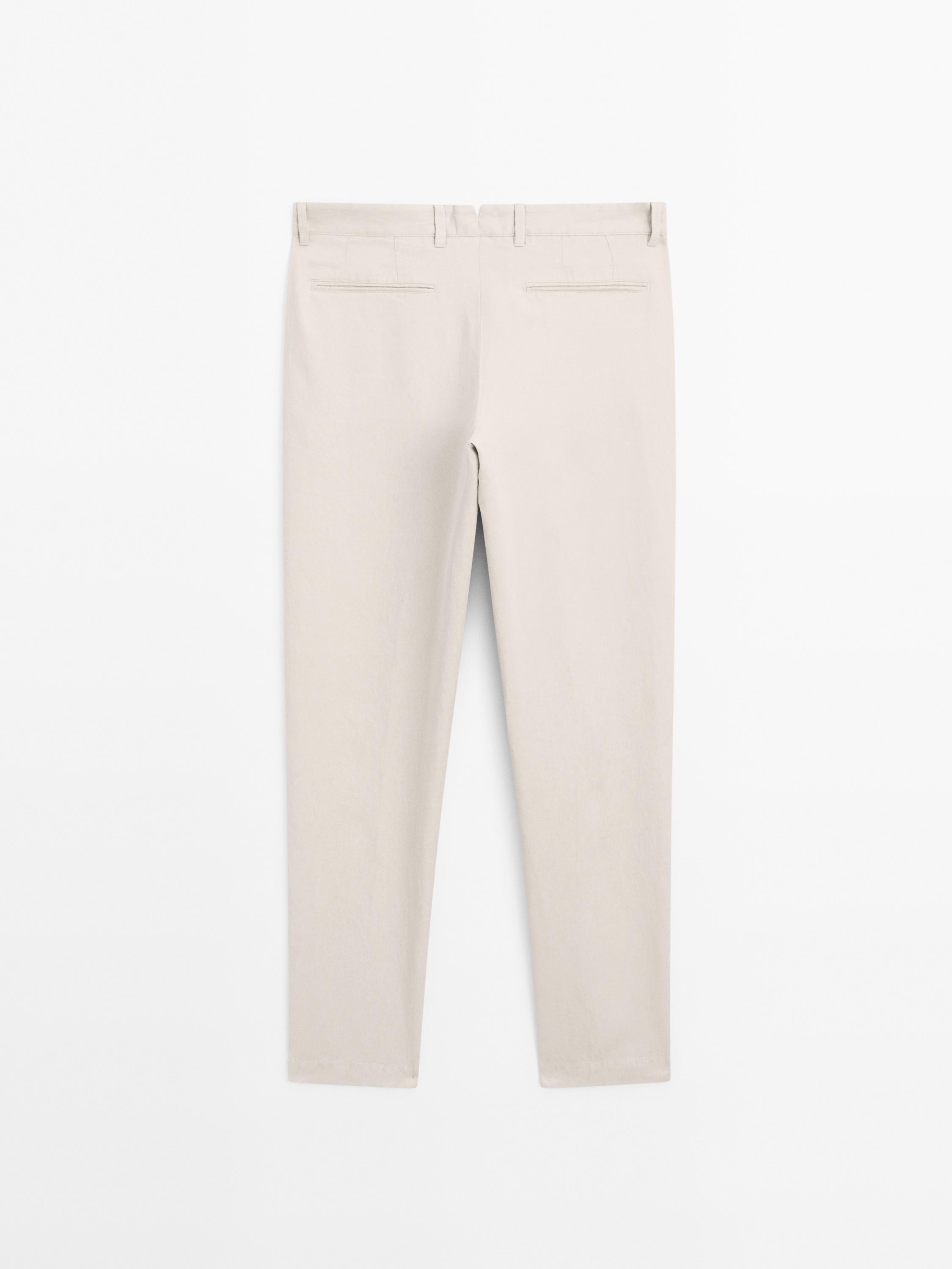 Pantalon tapered fit 100 % lin
