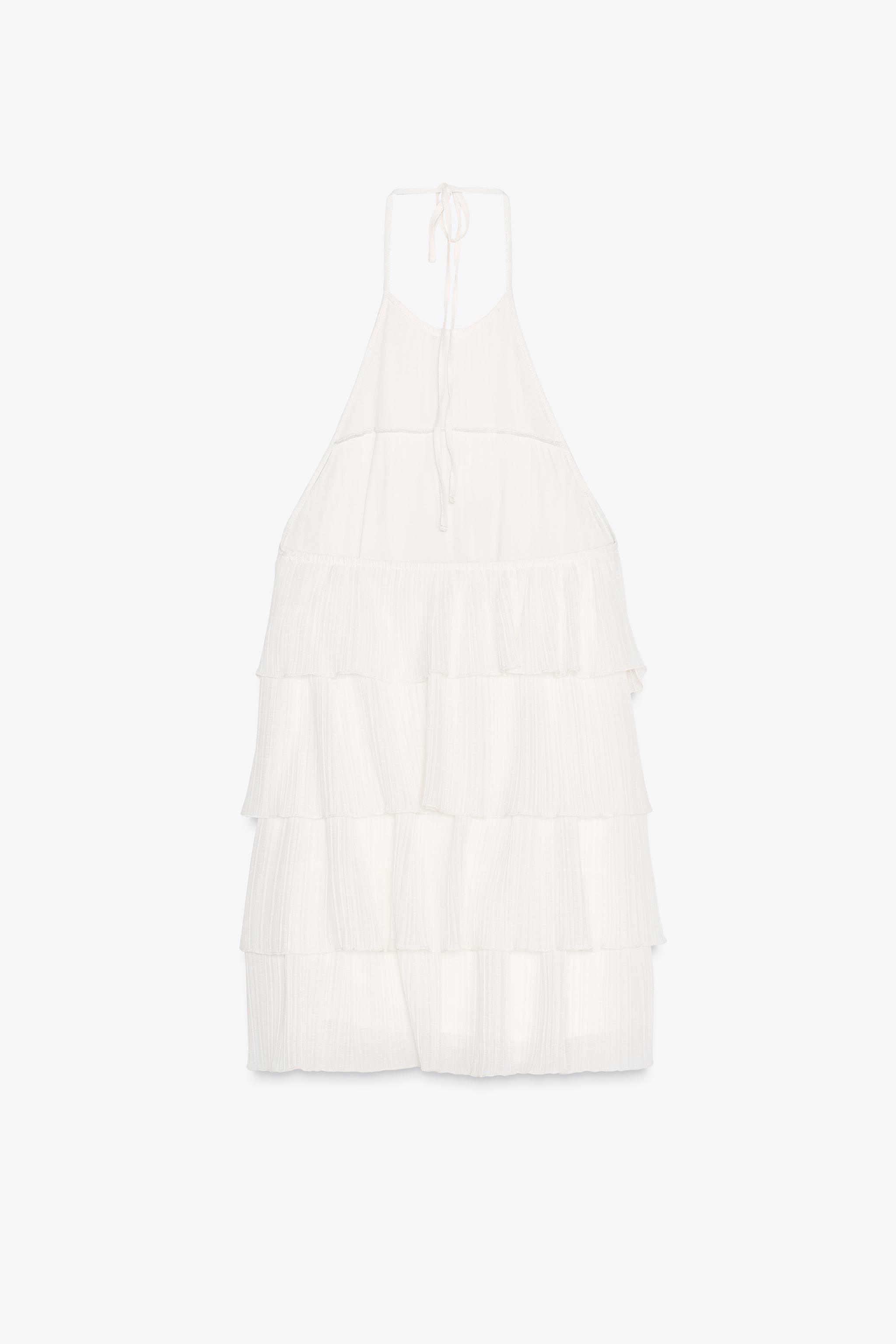 RUFFLED HALTER DRESS