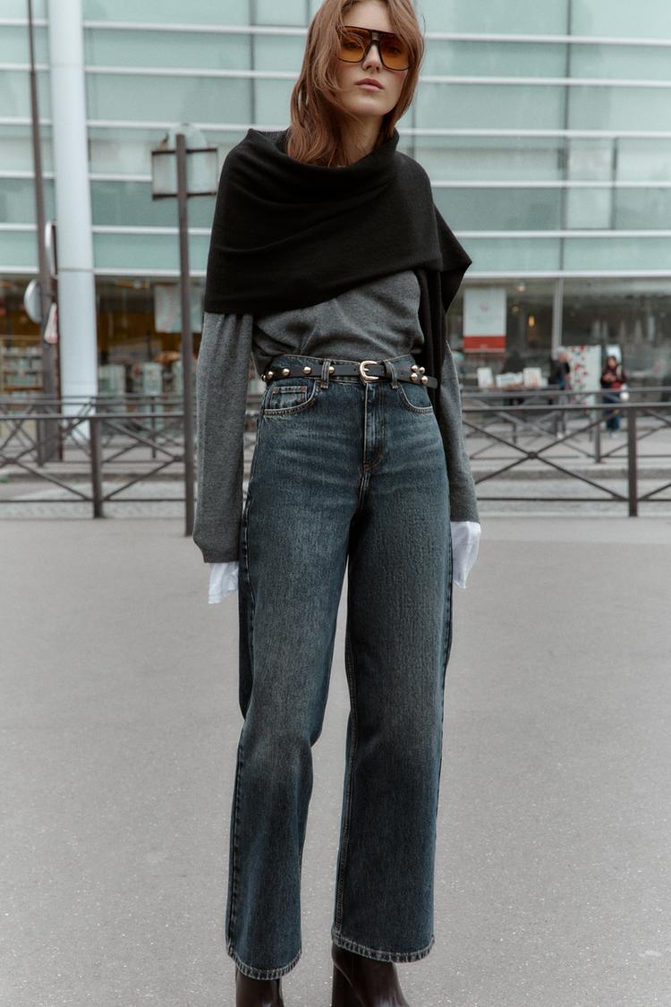 Z1975 HIGH WAIST STRAIGHT TAPERED JEANS WITH BELT - Zara product image