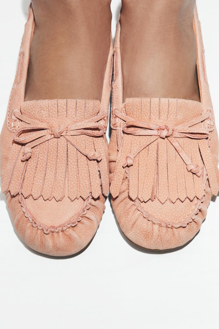 FRINGED LEATHER LOAFERS - Zara product image