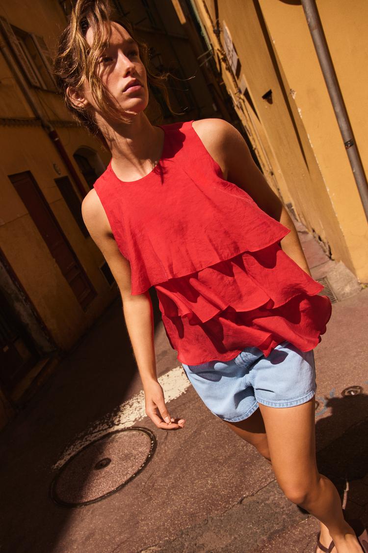 ASYMMETRIC RUFFLED TOP - Zara product image