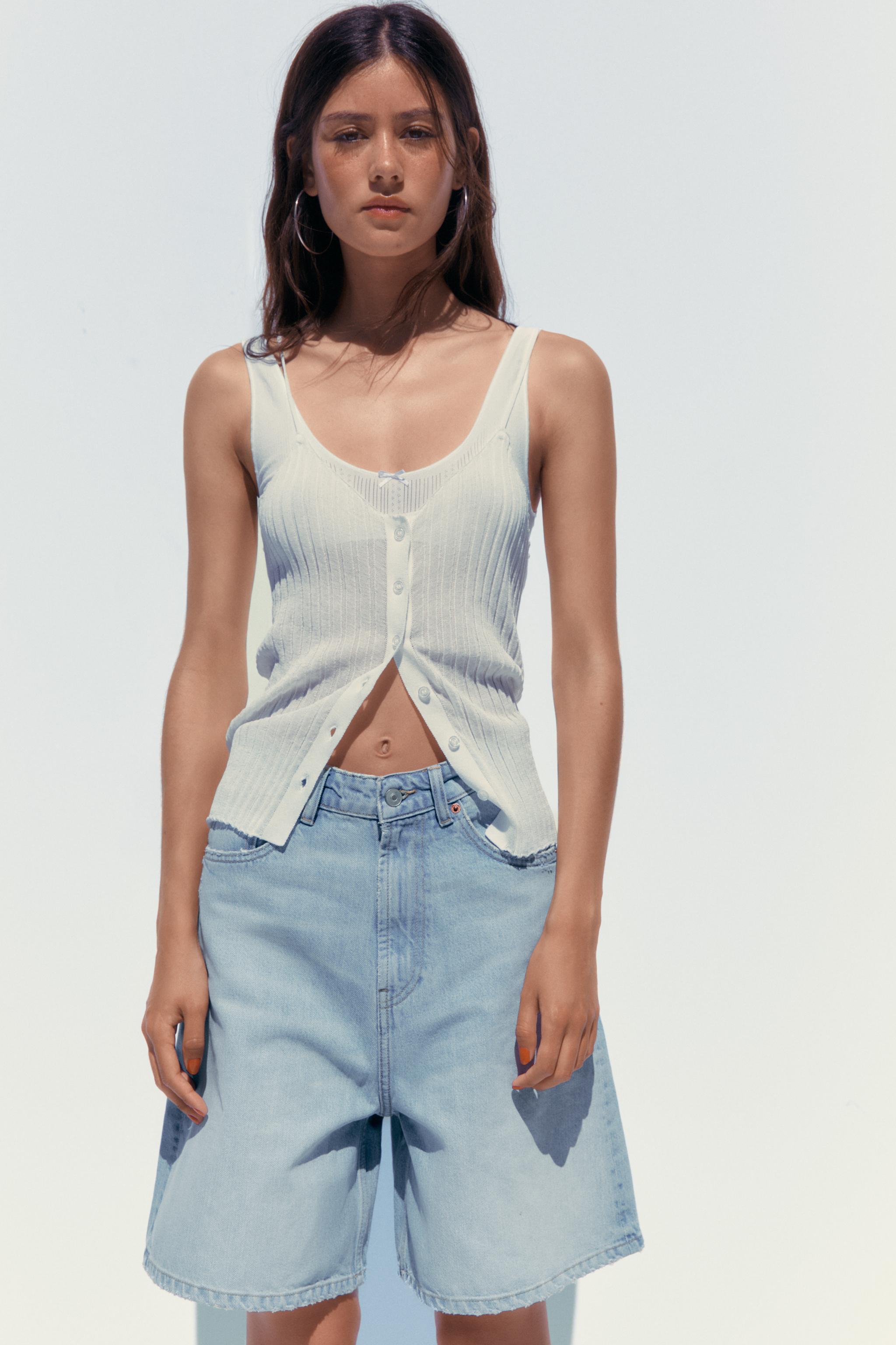 TRF A-LINE MID-RISE DENIM SHORTS