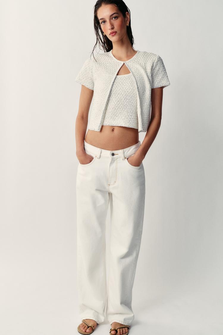 METALLIC THREAD SEQUIN CARDIGAN - Zara product image