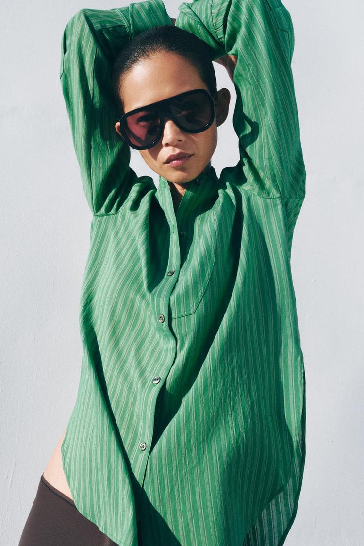 ZW COLLECTION STRIPED BIB SHIRT - Zara product image