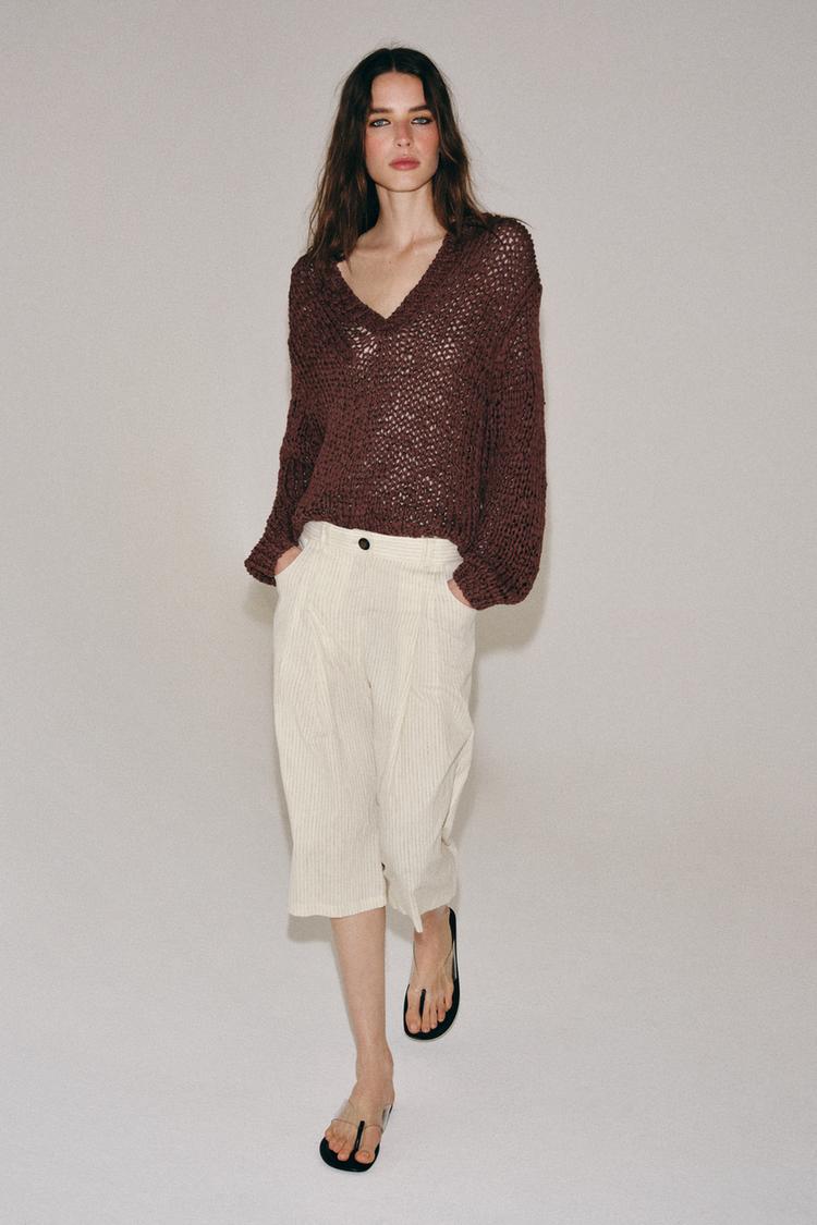 ZW COLLECTION STRIPED PLEATED SHORTS - Zara product image