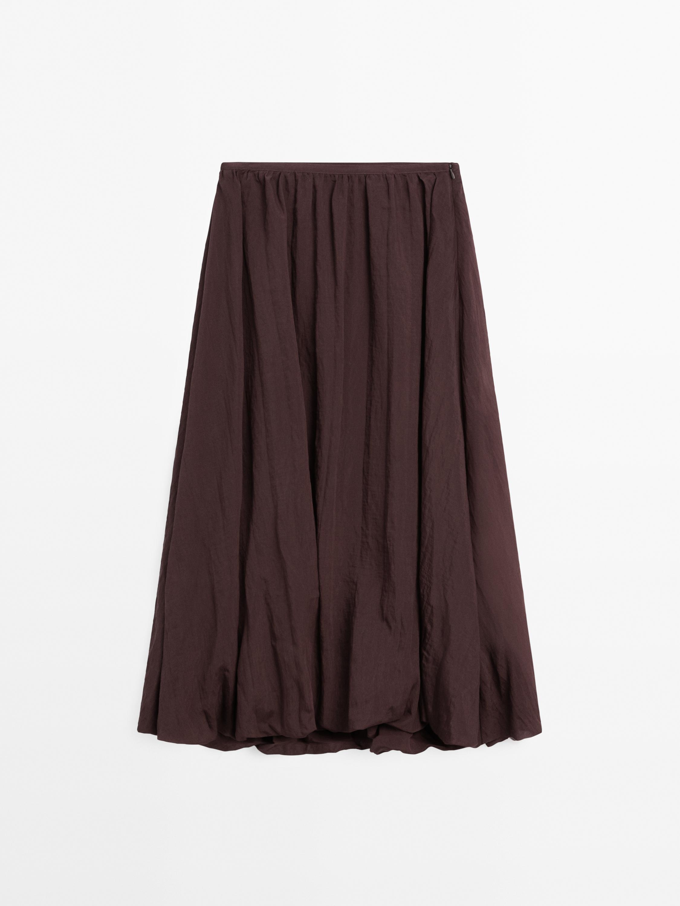 Pleated balloon midi skirt