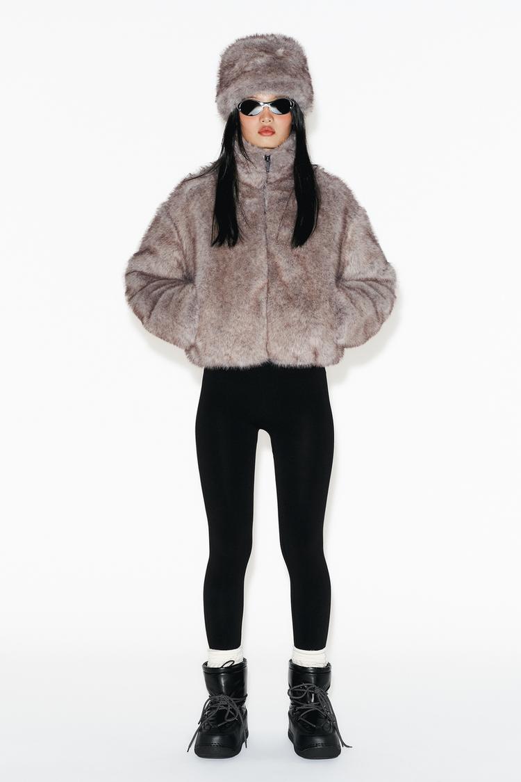 SHORT COAT WITH FAUX FUR HOOD HEIQ XREFLEX™ TECHNOLOGY SKI COLLECTION - Zara product image