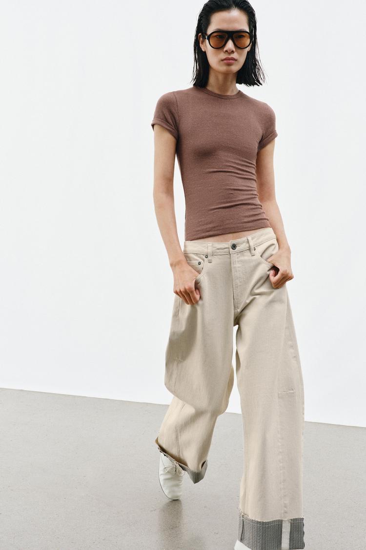 RUSTIC LINEN T-SHIRT - Zara product image