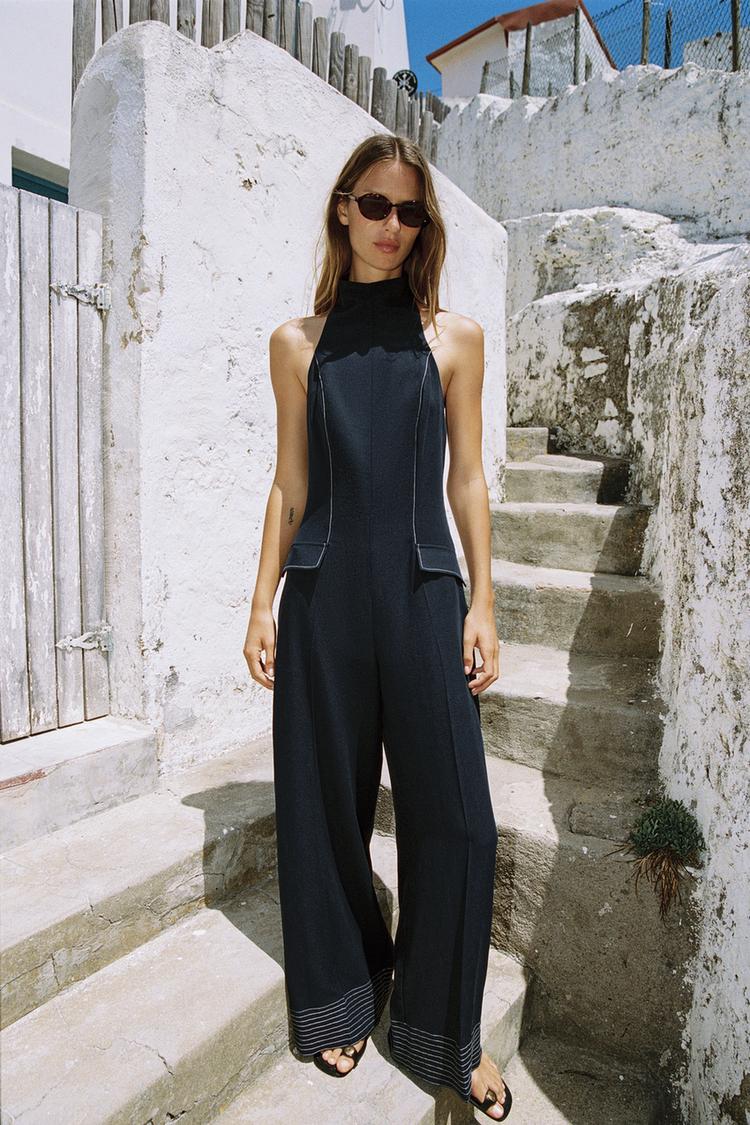 CONTRAST PIPING HALTER DRESS - Zara product image