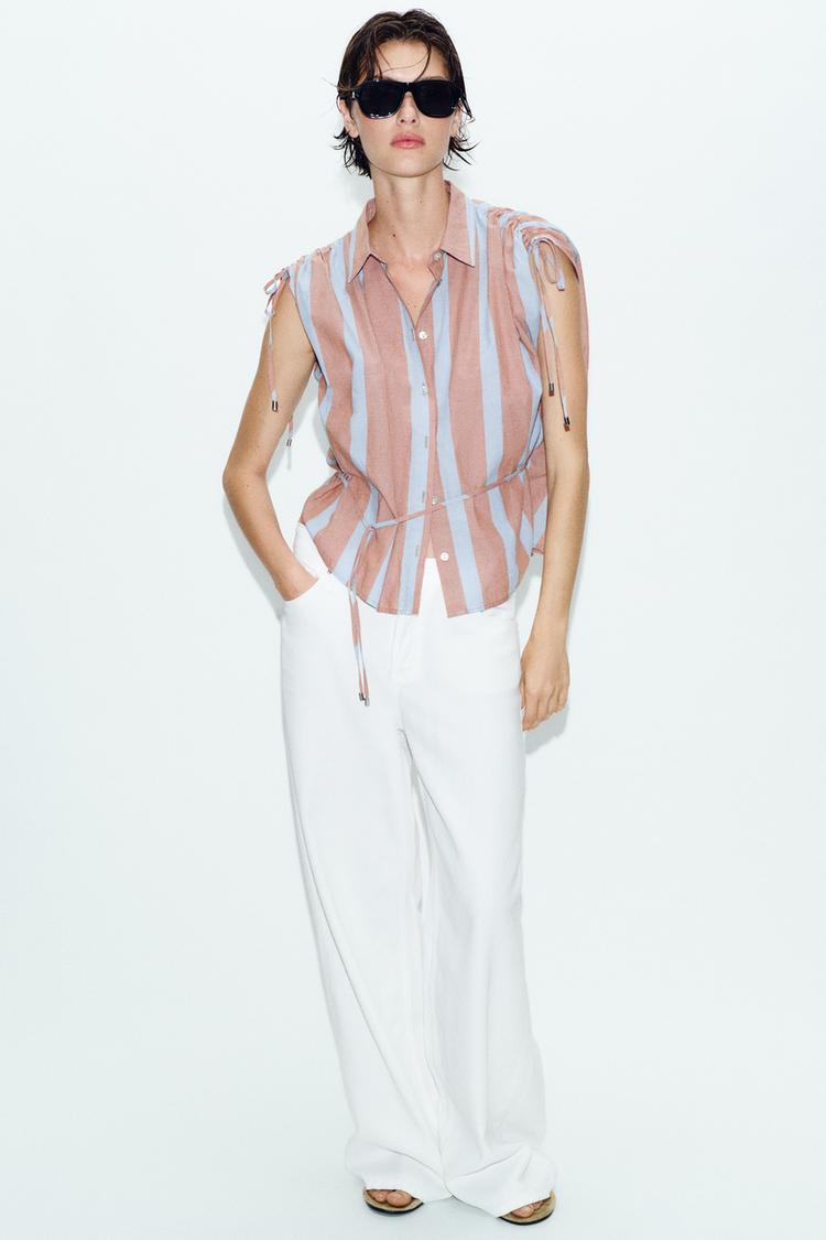 LACED STRIPED SHIRT - Zara product image
