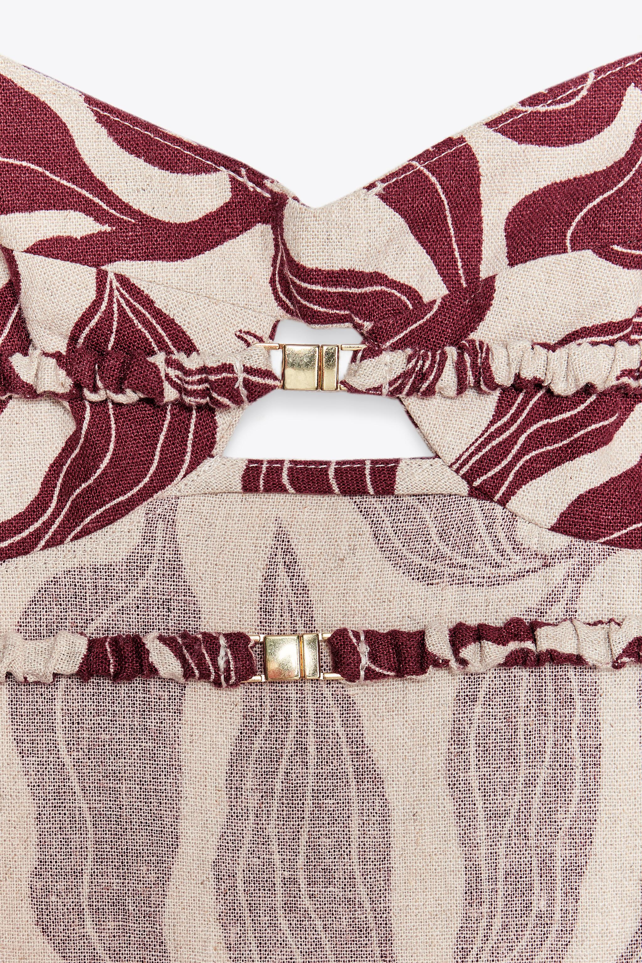 PRINTED RUSTIC LINEN MIDI DRESS