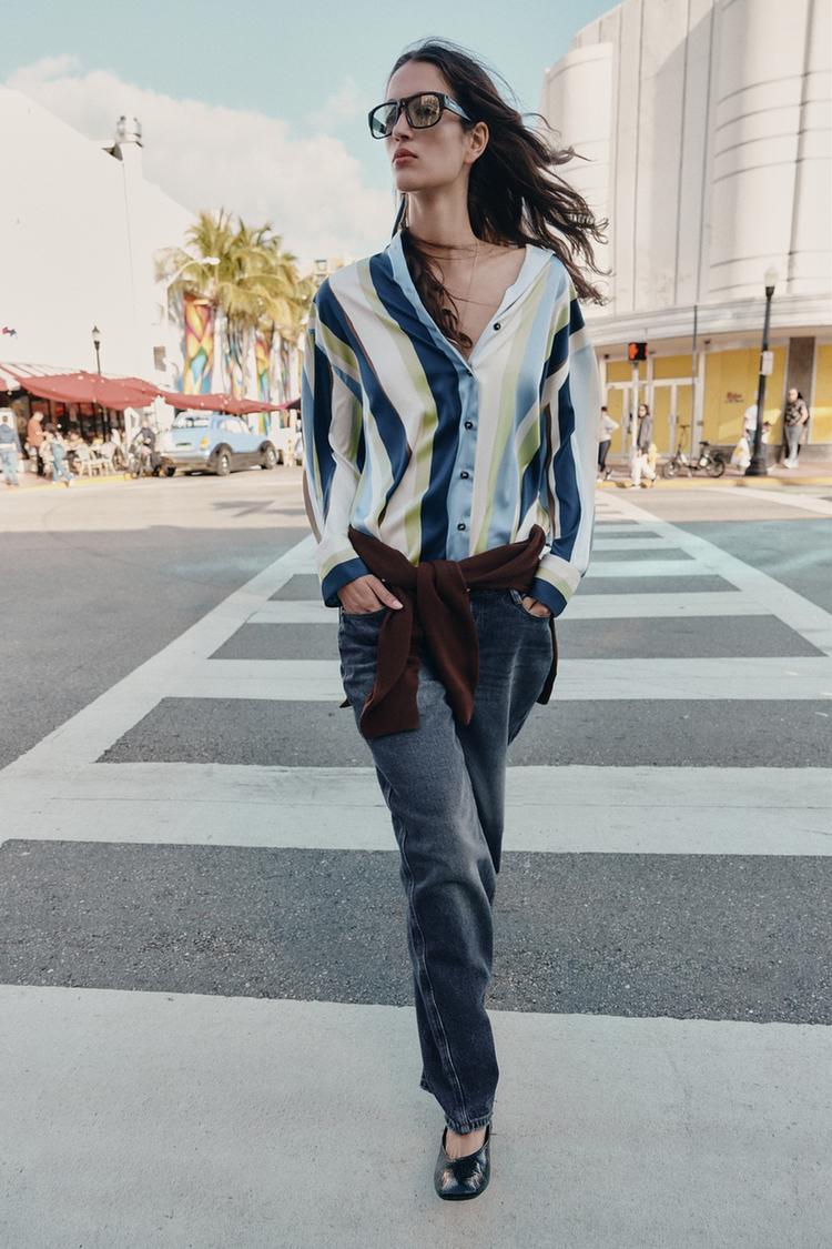 STRIPED SATIN EFFECT SHIRT - Zara product image