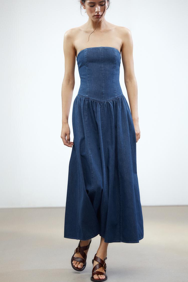 TRF DENIM MIDI DRESS