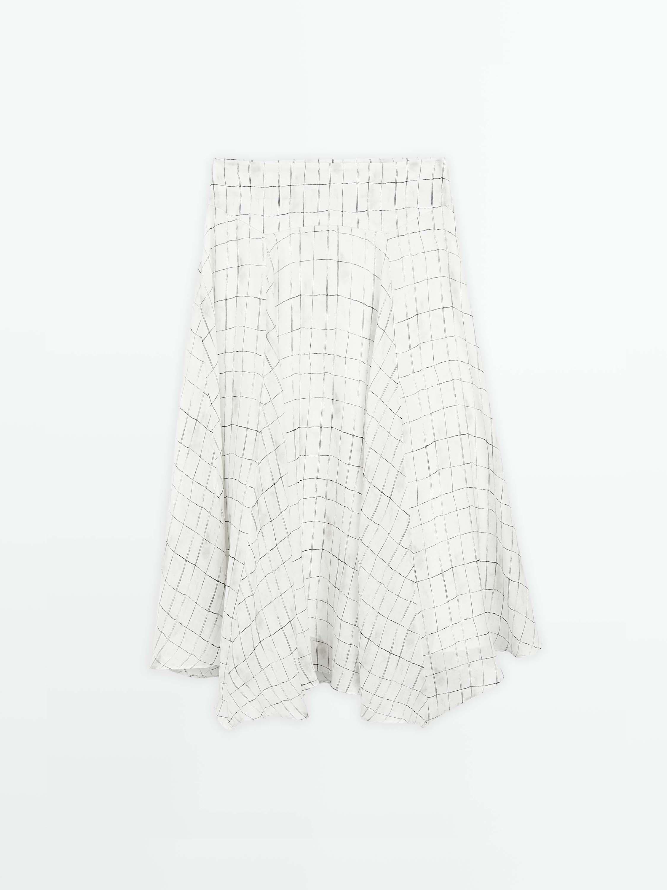 Flowing check midi skirt