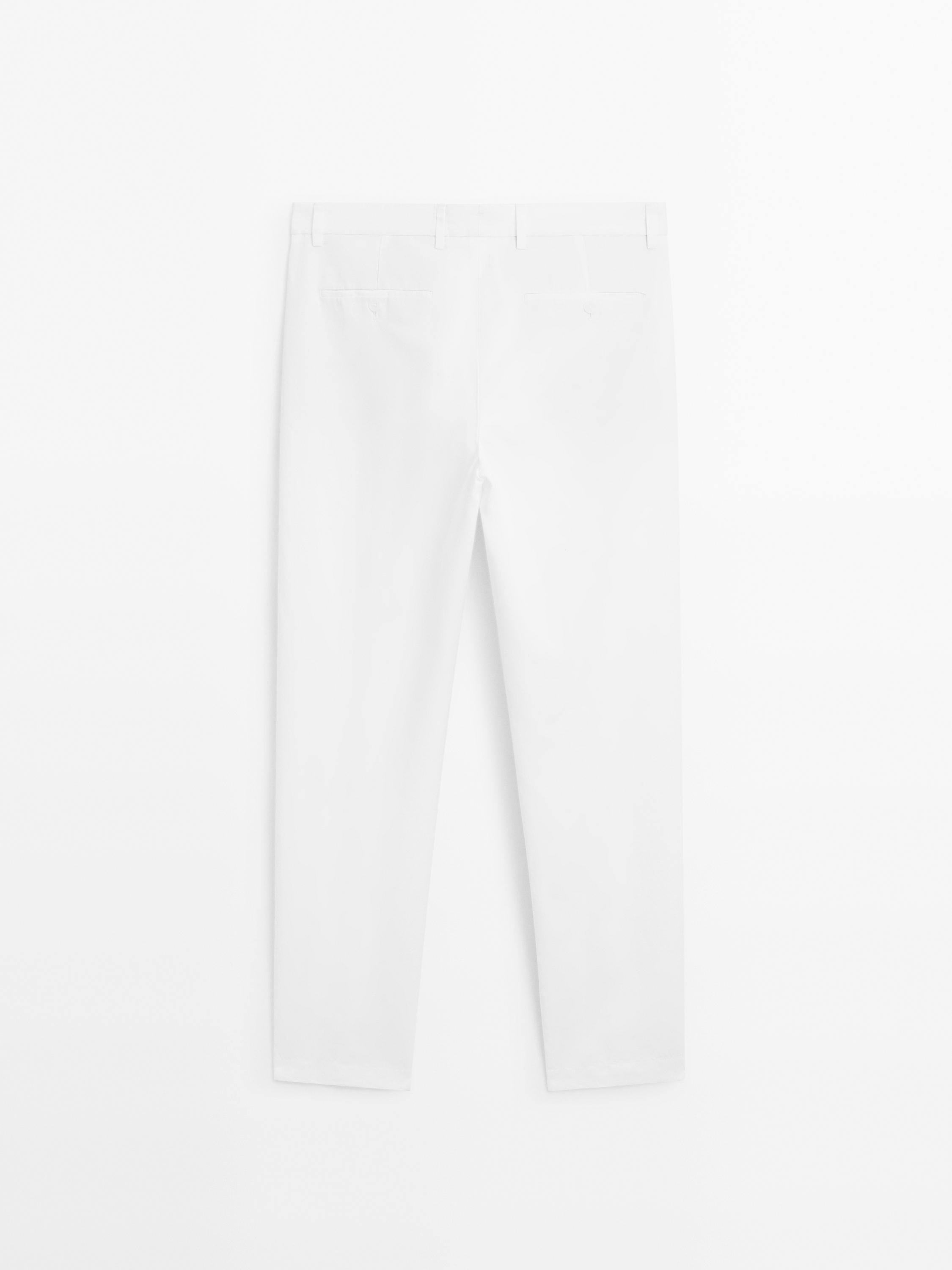 Pantalon tapered fit coton lin