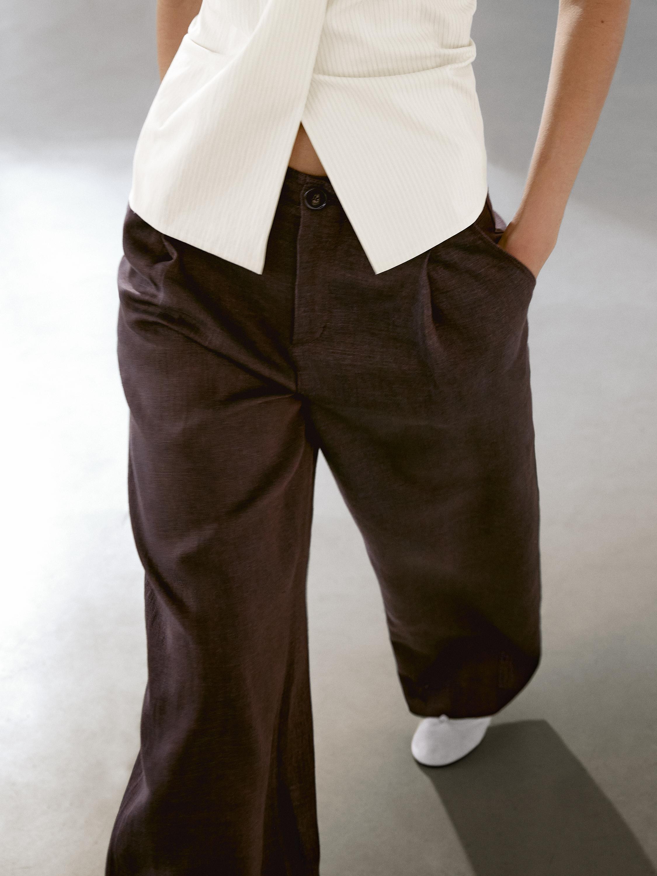 Pantalon relaxed fit 100 % lin