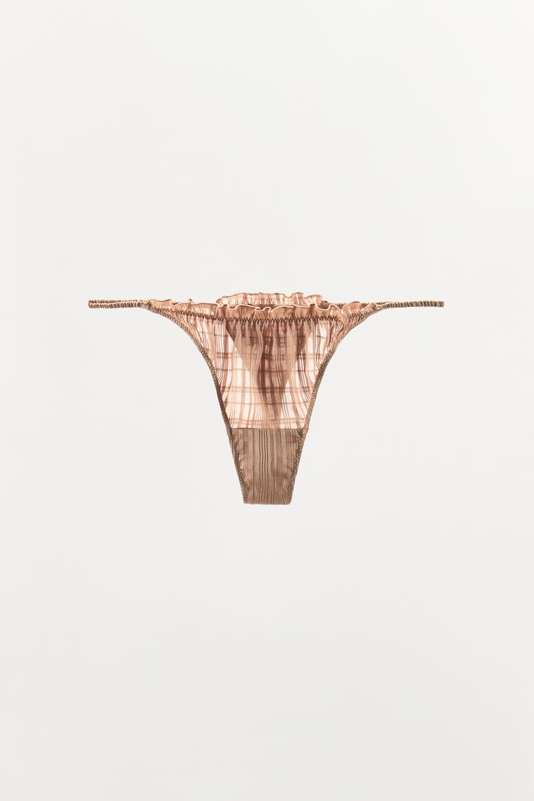RUCHED ELASTIC THONG