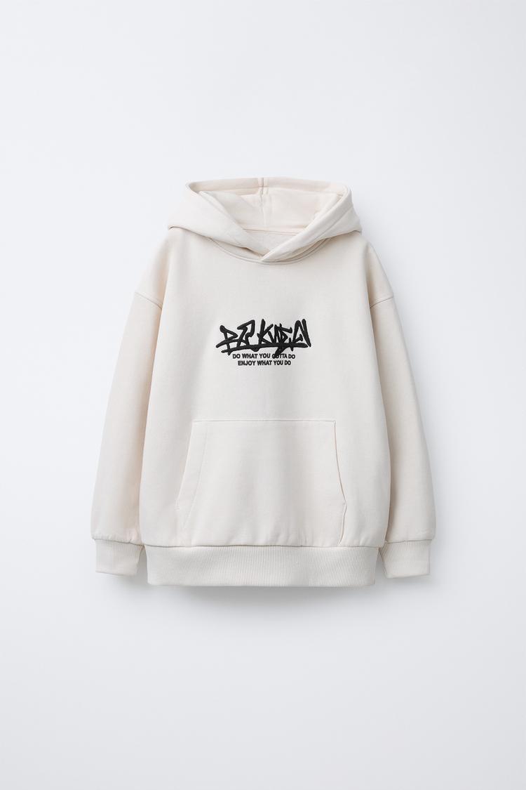 EMBROIDERED TEXT HOODIE - Zara product image
