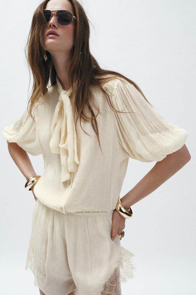 ZW COLLECTION LACE SHORT JUMPSUIT - Zara product image