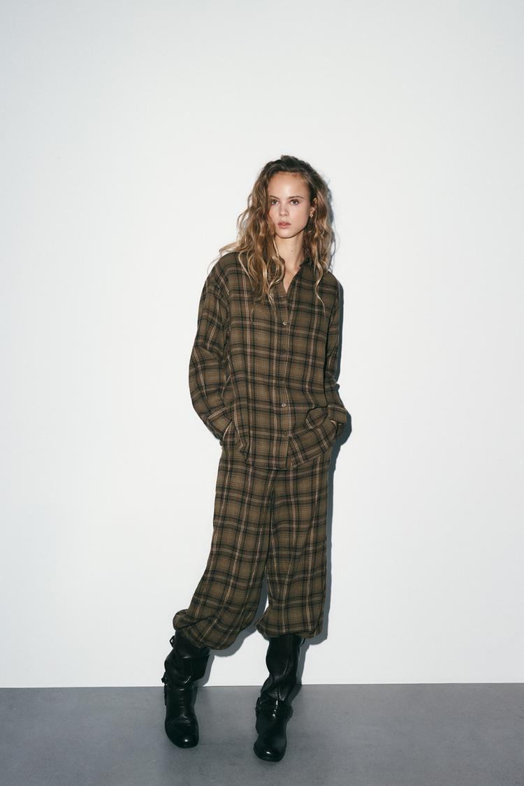 PLAID BALLOON PANTS - Zara product image