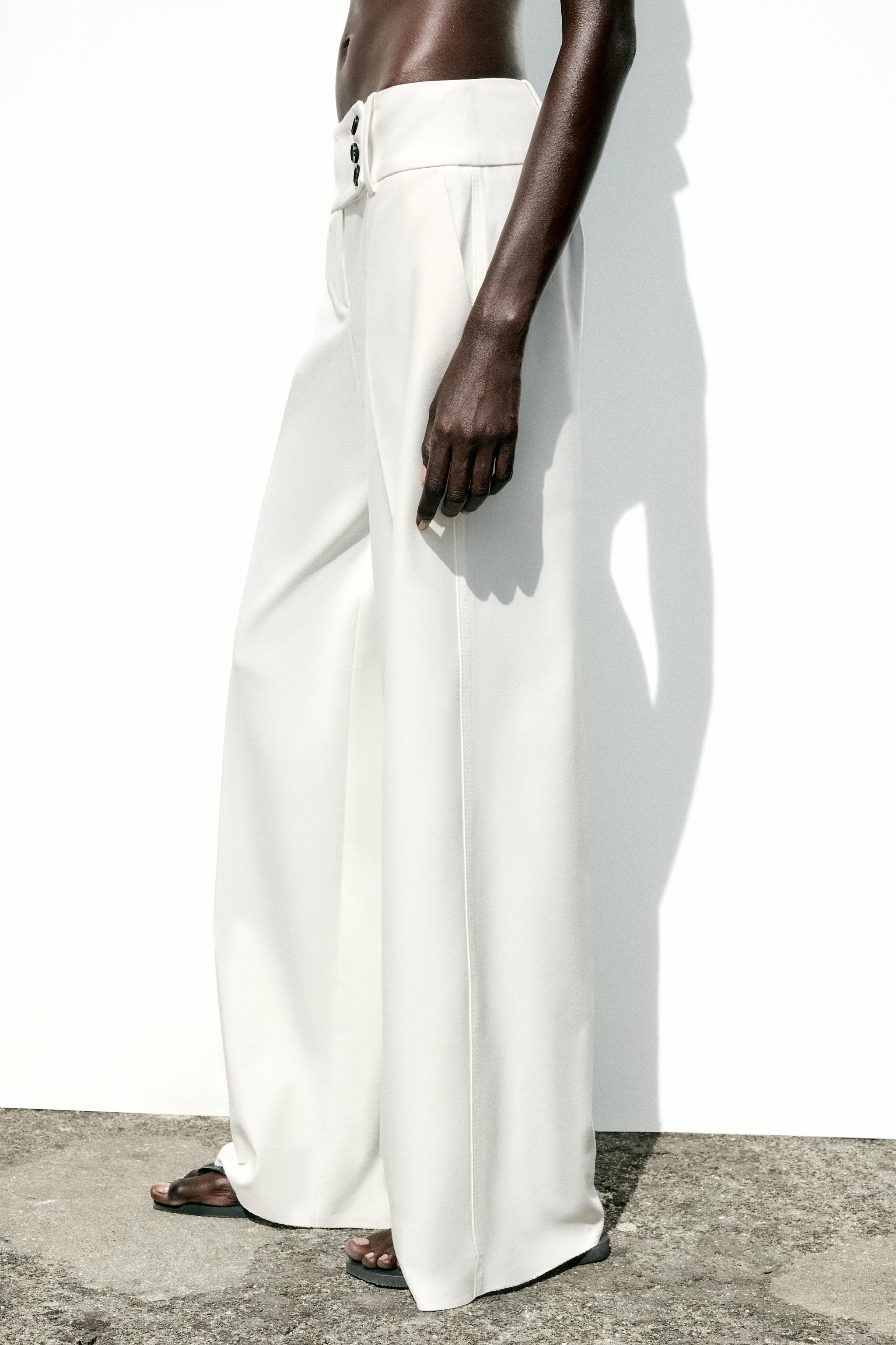 CROSS WAIST WIDE LEG PANTS