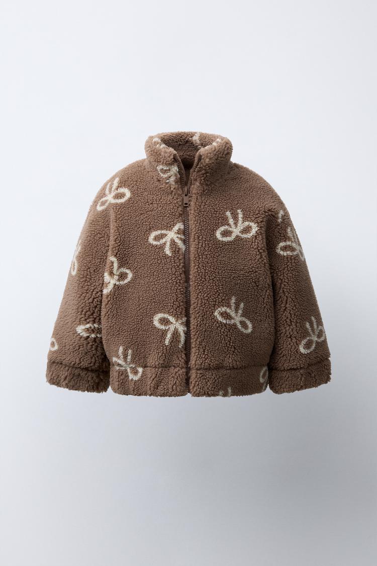 FAUX SHEARLING JACKET WITH BOW PRINT - Zara product image
