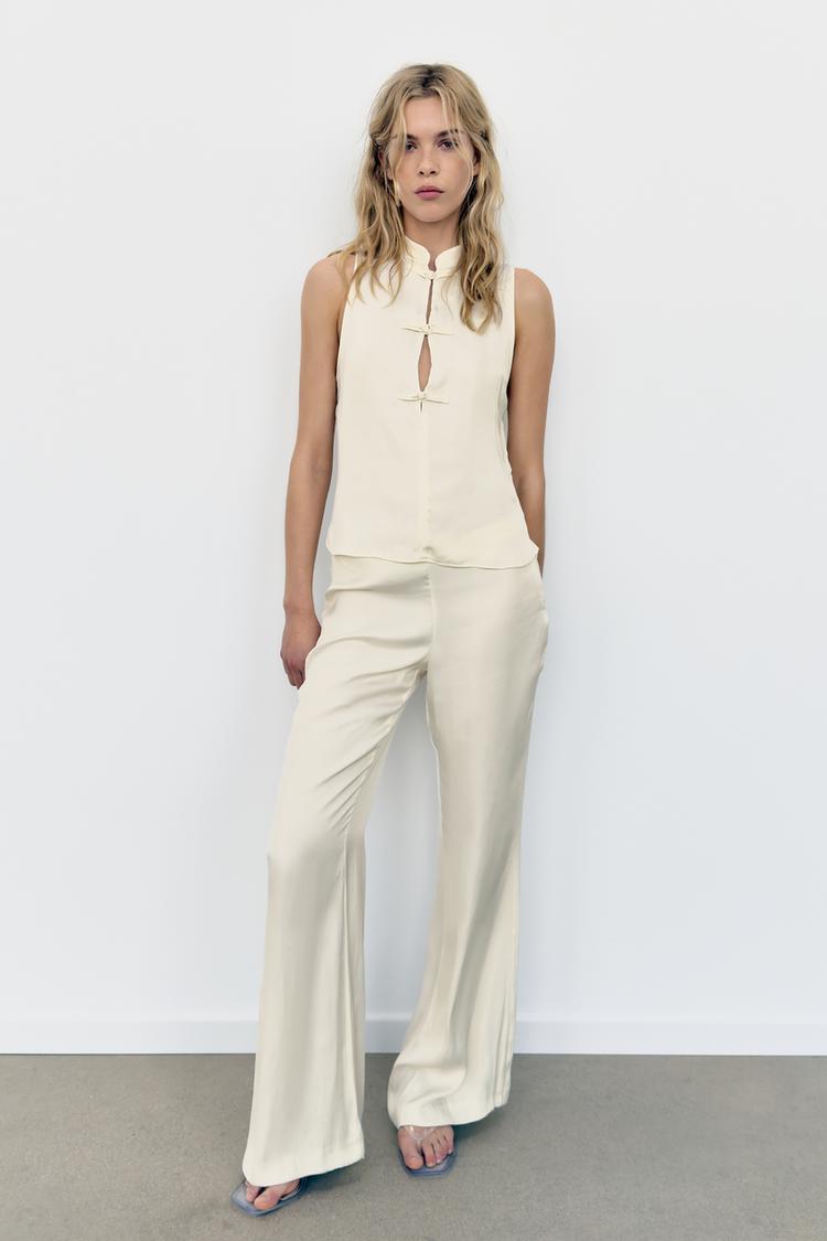 SATIN FLARE PANTS - Zara product image