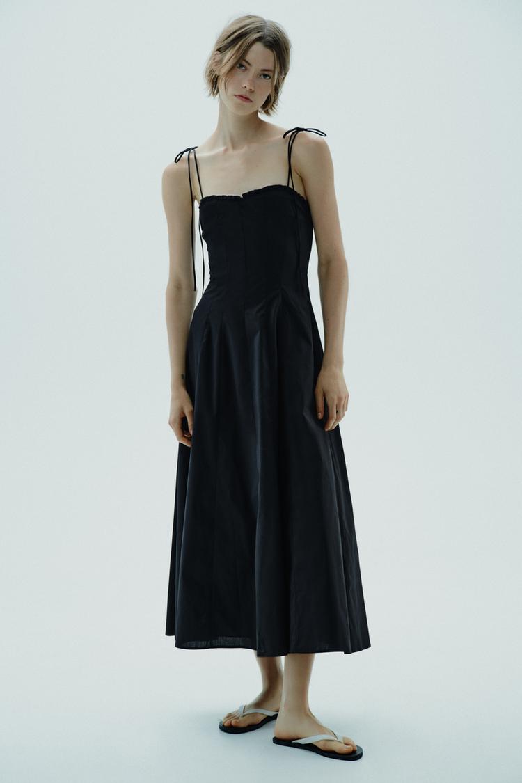 RUFFLED POPLIN MIDI DRESS - Zara product image