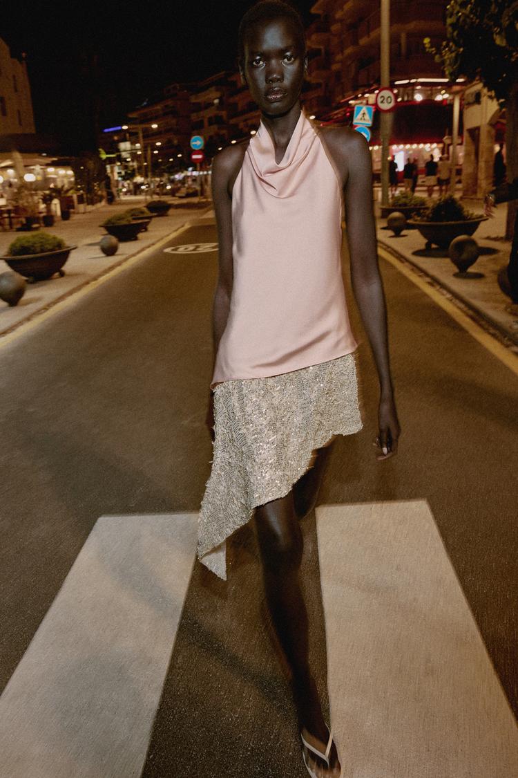 COMBINATION SEQUIN MIDI DRESS - Zara product image