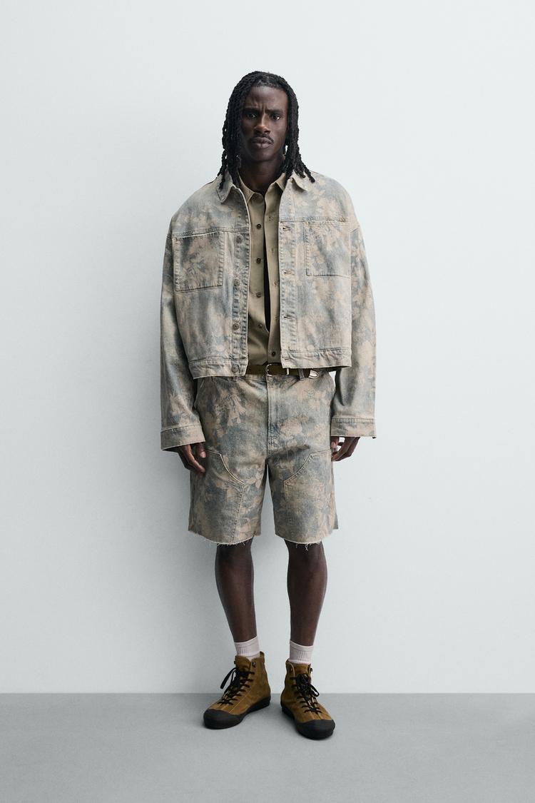 FLORAL PRINT CROPPED FIT DENIM JACKET - Zara product image