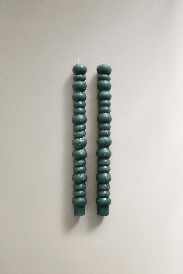 PACK OF WAVY DECORATIVE CANDLES (PACK OF 2) - Zara product image