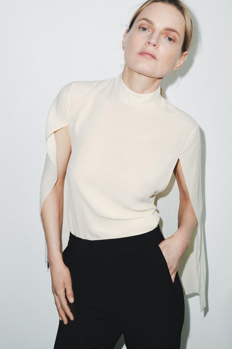 ZW COLLECTION VENTED CAPE SHIRT - Zara product image