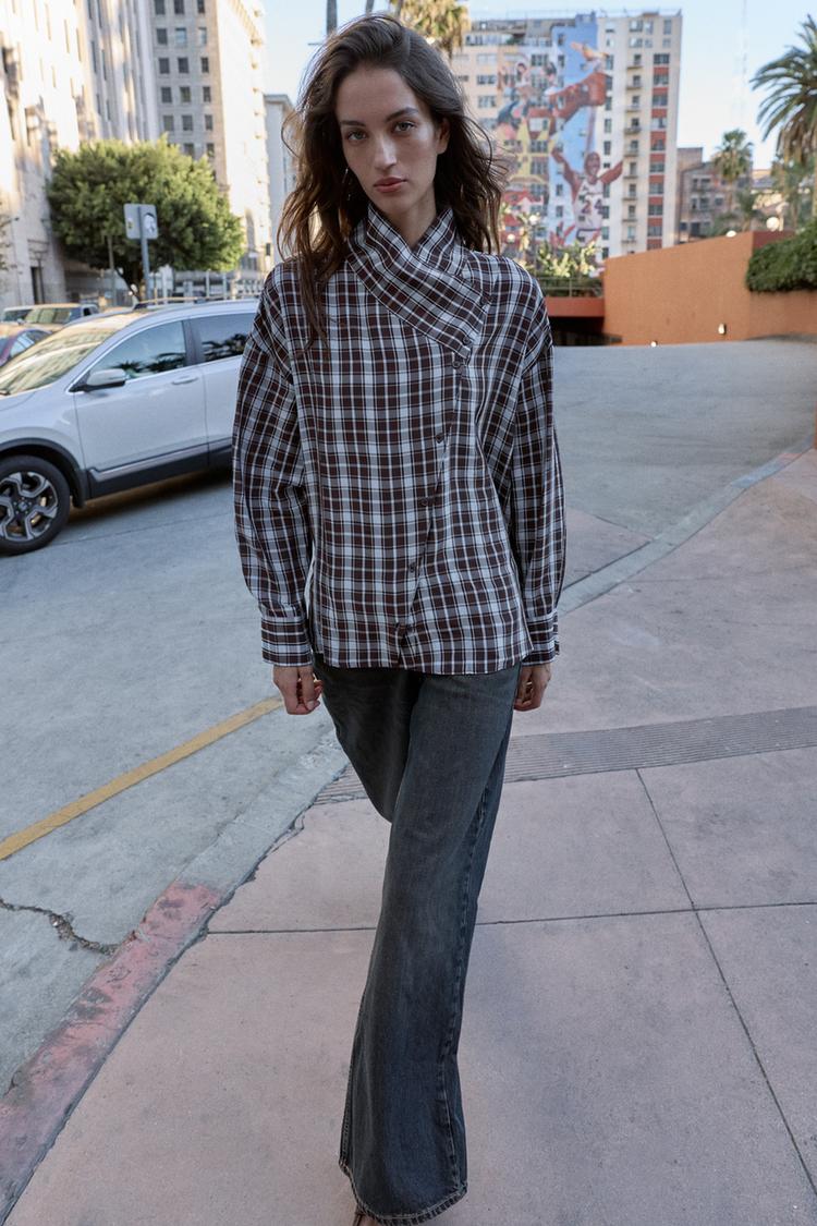 PLAID WRAP SHIRT - Zara product image
