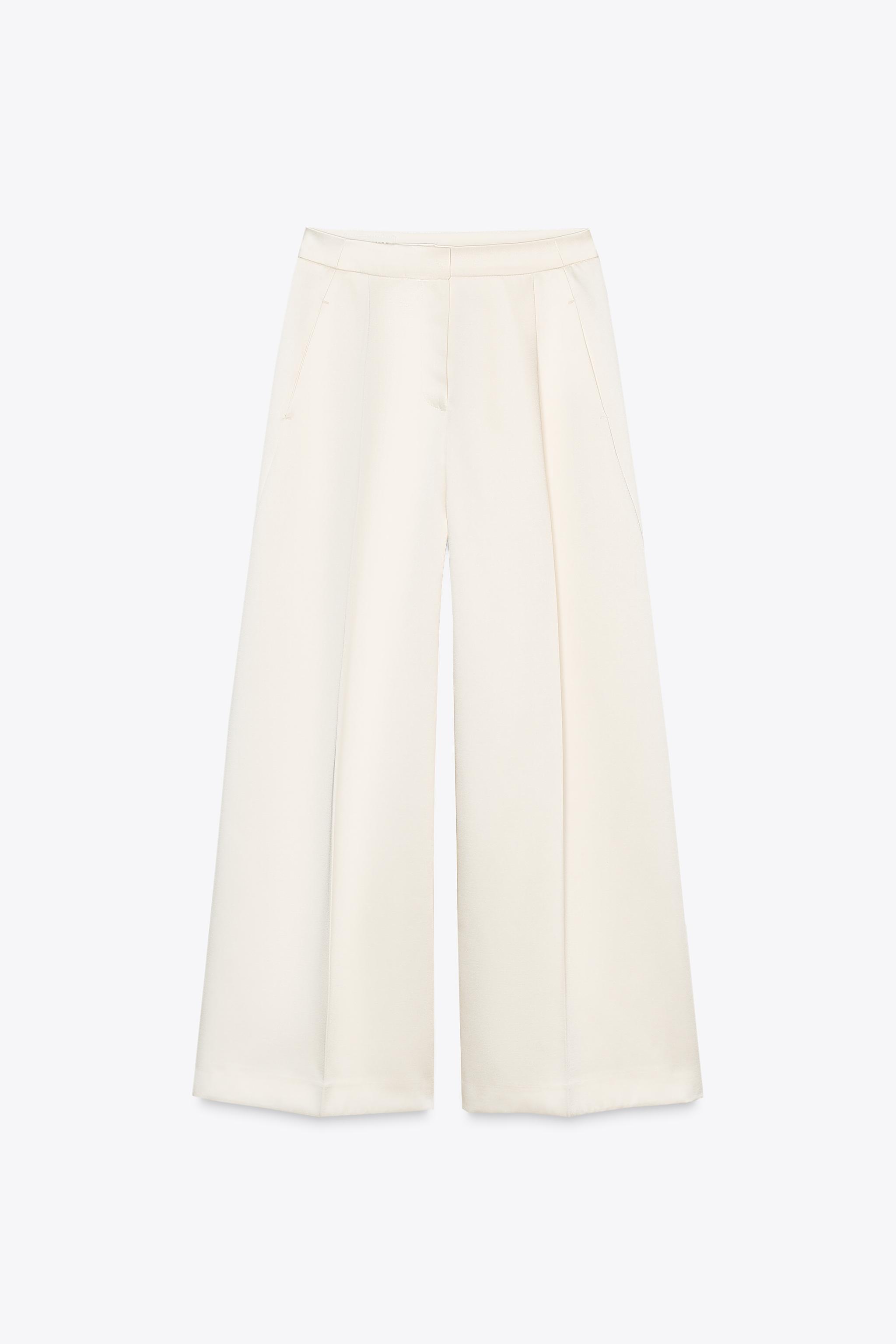 SATIN EFFECT WIDE LEG PANTS