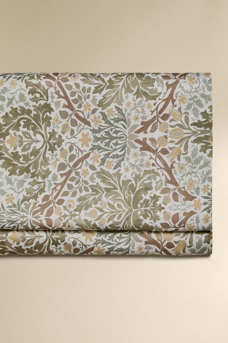 MORRIS & CO. LEAF PRINT COTTON SATEEN FLAT SHEET - Zara product image