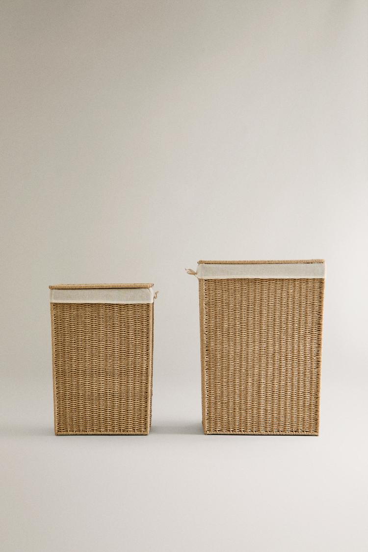 FABRIC-LINED LAUNDRY HAMPER - Zara product image