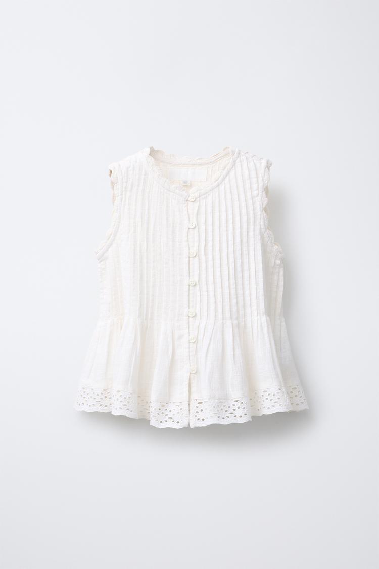 EMBROIDERED PINTUCK SHIRT