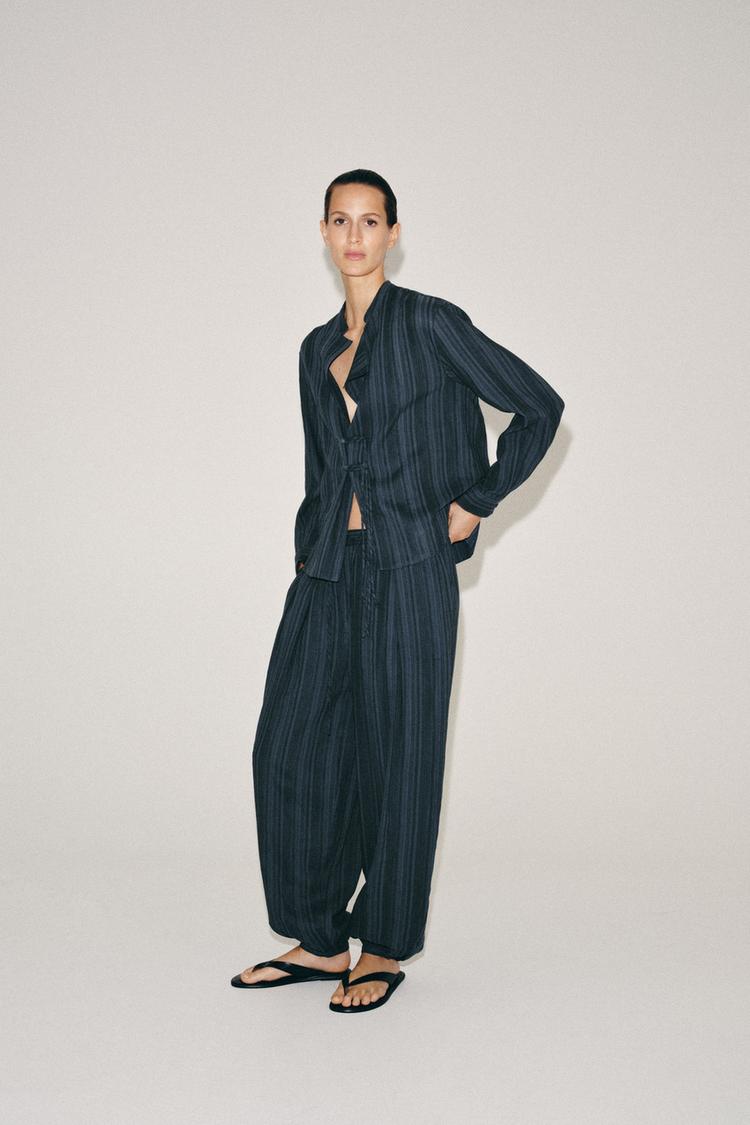 ZW COLLECTION STRIPED FROG FASTENING SHIRT - Zara product image