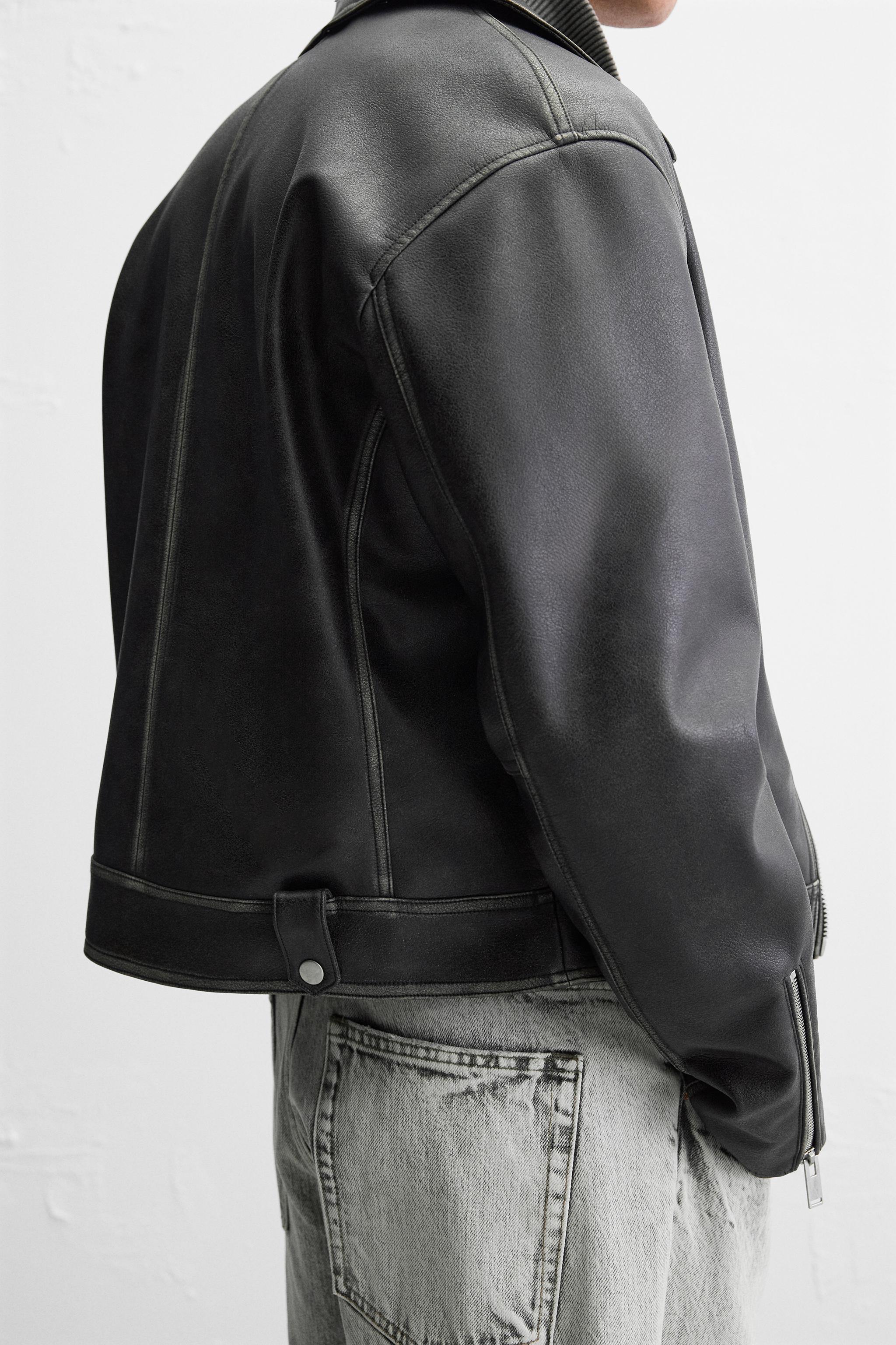 FAUX LEATHER WASHED BIKER JACKET