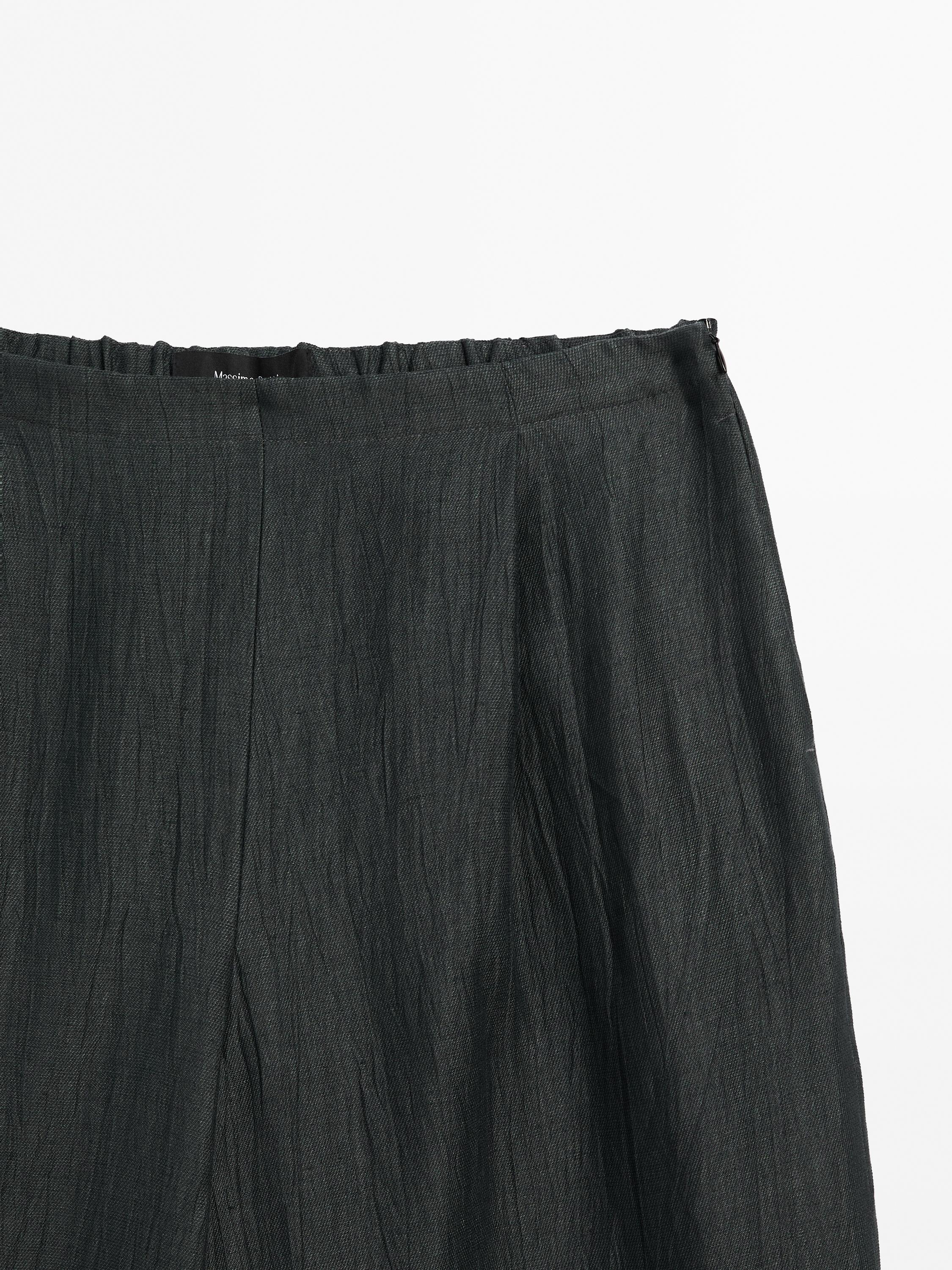 Pantalon large lin mélangé