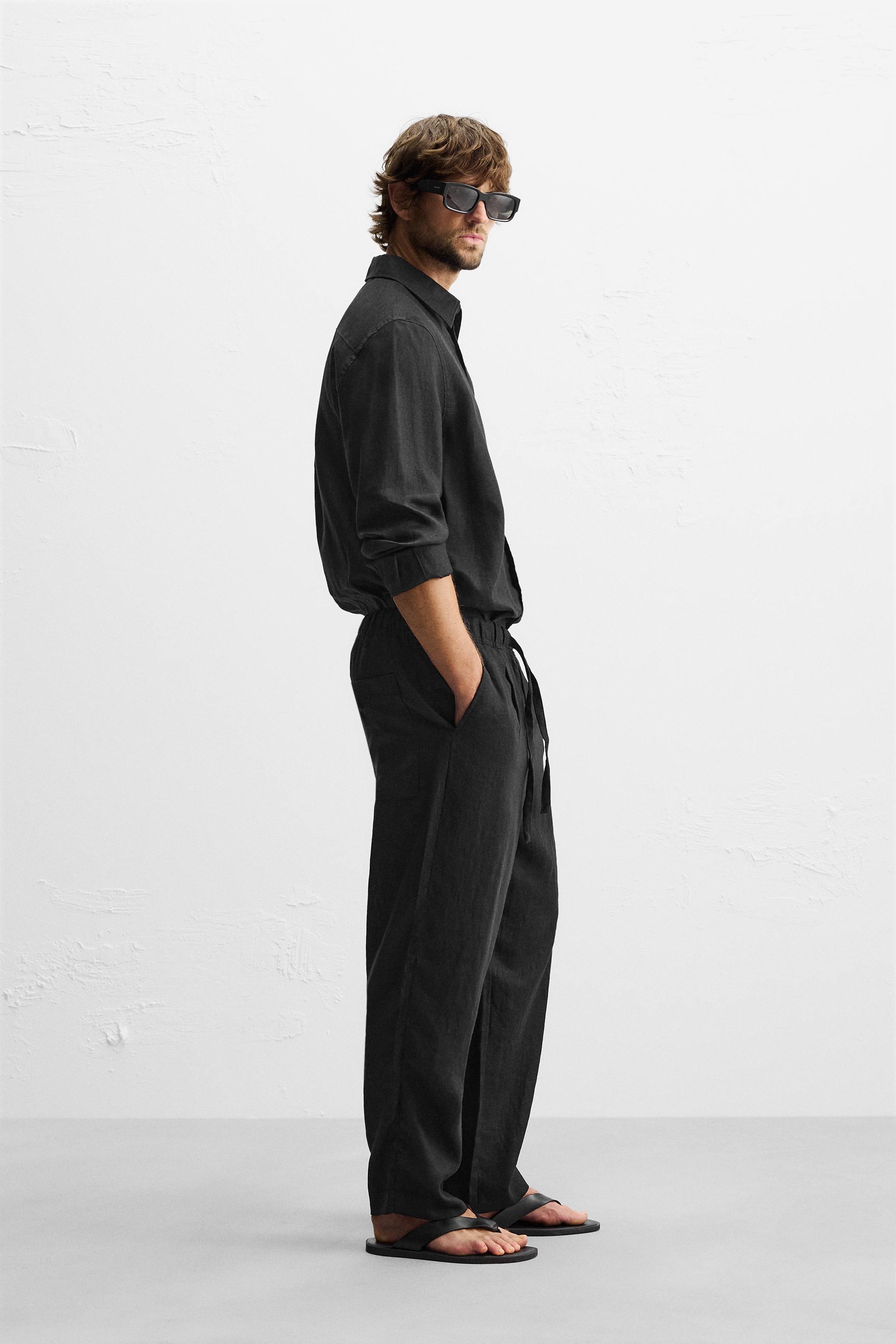 100% LINEN JOGGER WAIST PANTS