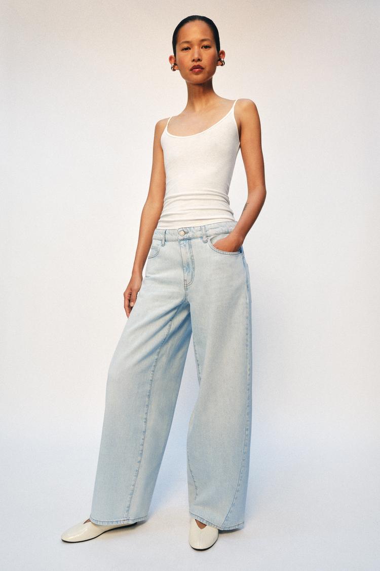 ZW COLLECTION LOOSE BARREL MID-RISE JEANS - Zara product image