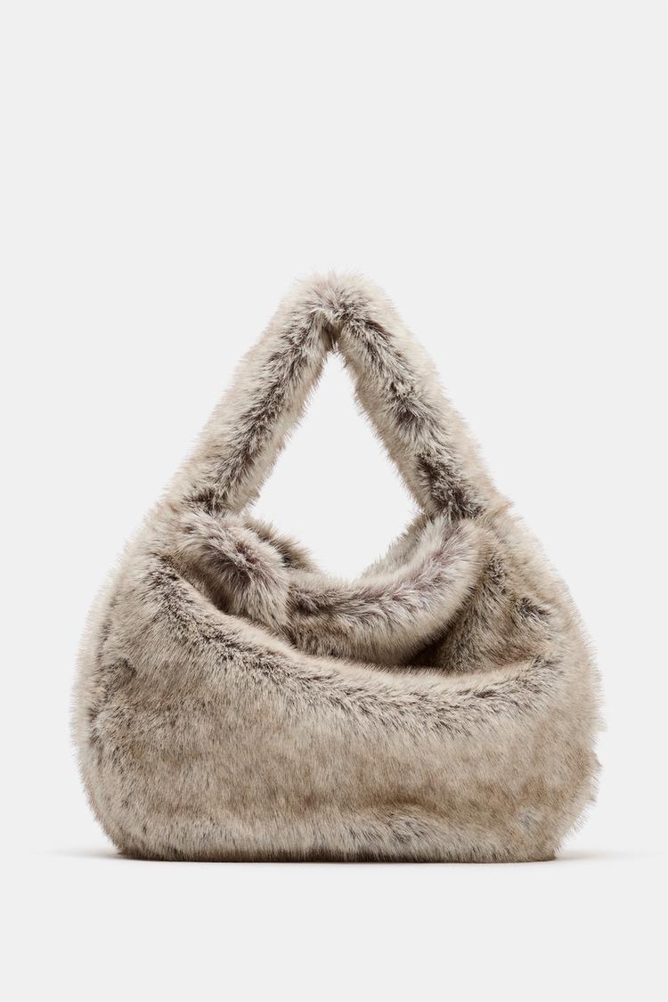 MAXI FAUX FUR BUCKET BAG - Zara product image