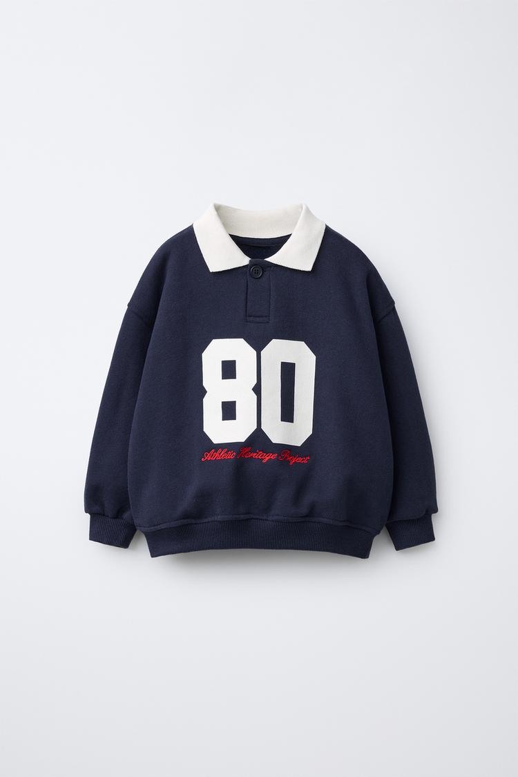 NUMBER PRINT POLO SWEATSHIRT - Zara product image